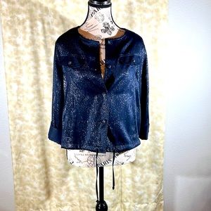 Dark blue Metallic shine detail. Half jacket .